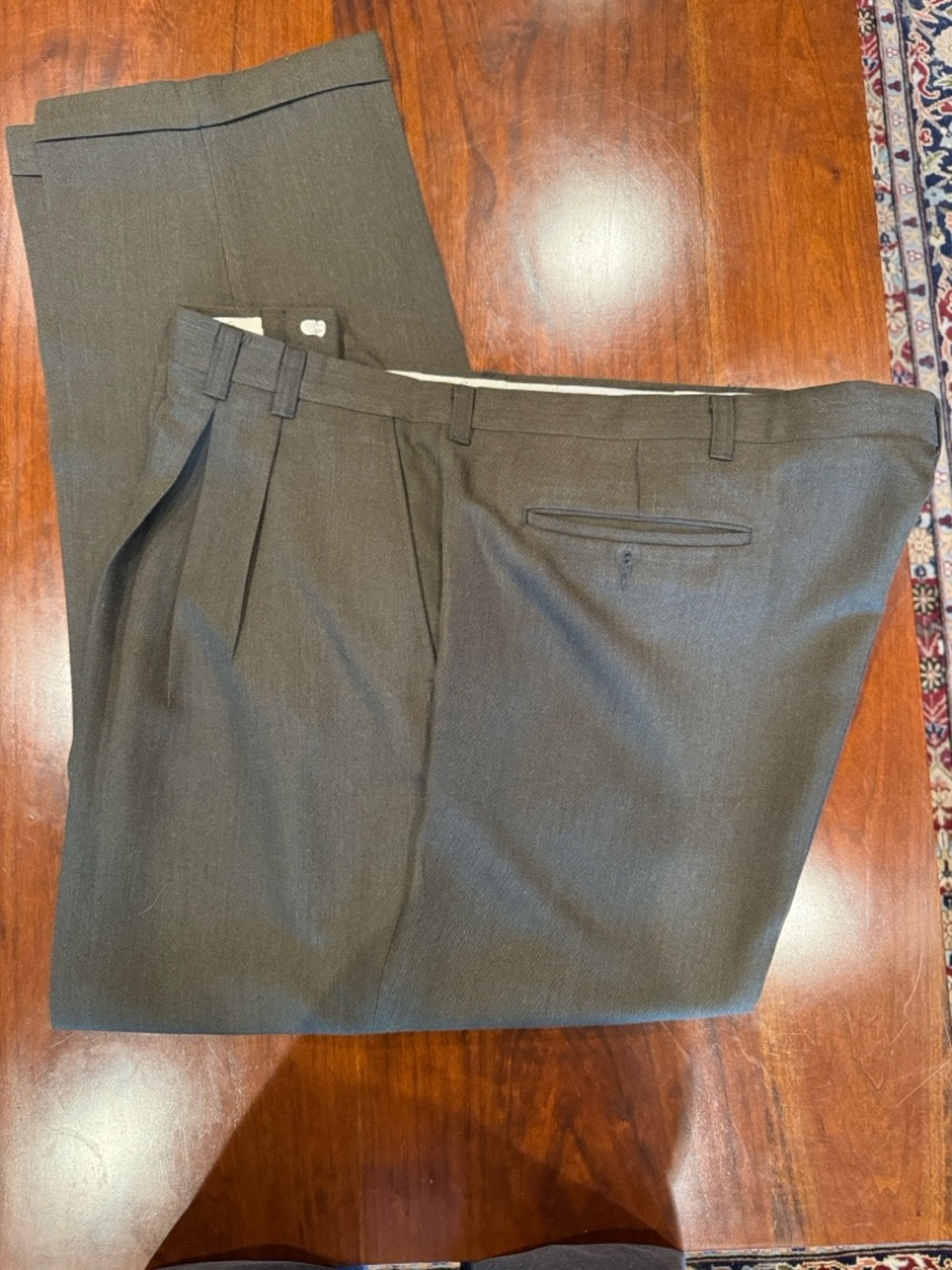 NWOT Men's Alexander Lloyd Dress Pants - Dark Gray/Brown Mini Herringbone Cuffs